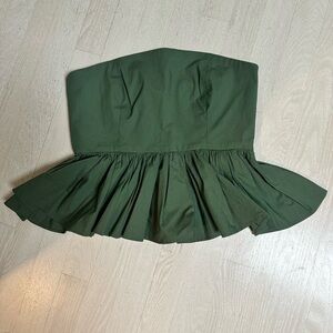 J. Crew Strapless Peplum Crop Top in Forest Green